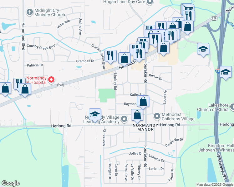 map of restaurants, bars, coffee shops, grocery stores, and more near 1728 Lindsey Road in Jacksonville
