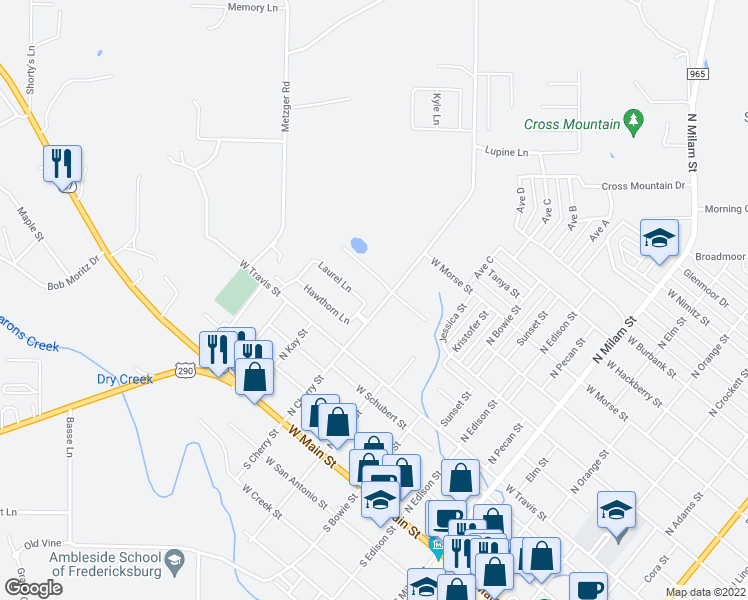 map of restaurants, bars, coffee shops, grocery stores, and more near 902 Laurel Lane in Fredericksburg