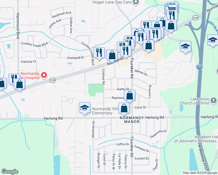 map of restaurants, bars, coffee shops, grocery stores, and more near 1736 Latour Place in Jacksonville