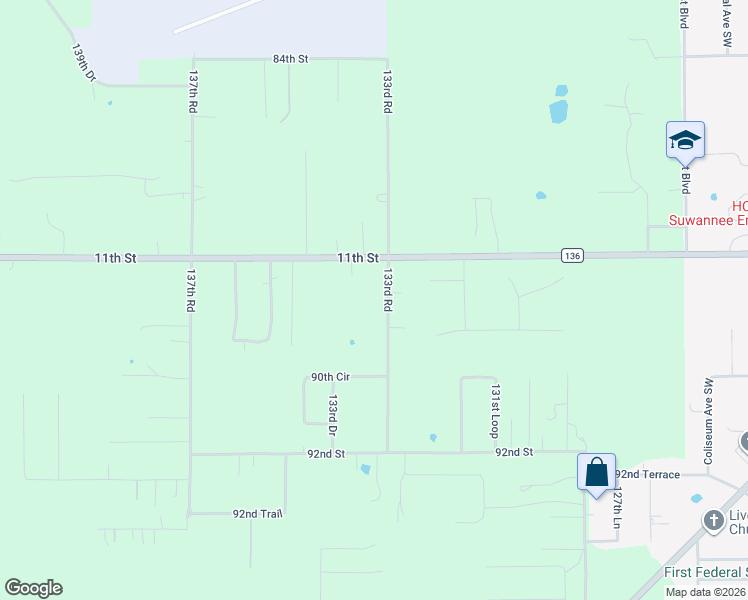 map of restaurants, bars, coffee shops, grocery stores, and more near 8849 133rd Road in Live Oak