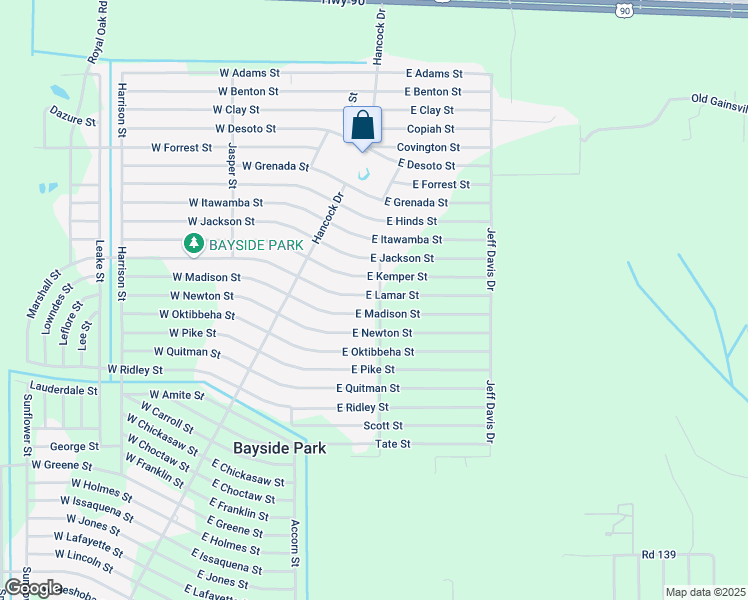 map of restaurants, bars, coffee shops, grocery stores, and more near 6154 East Madison Street in Bay St. Louis