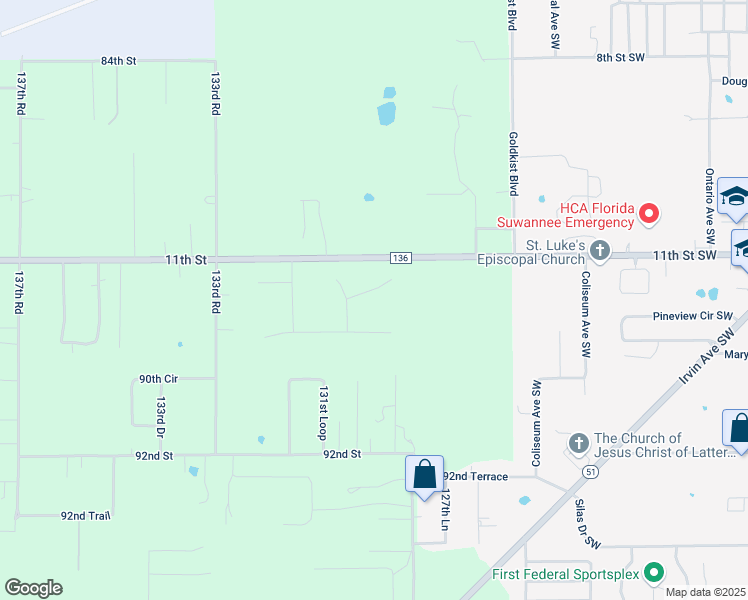 map of restaurants, bars, coffee shops, grocery stores, and more near 12929 88th Terrace in Live Oak
