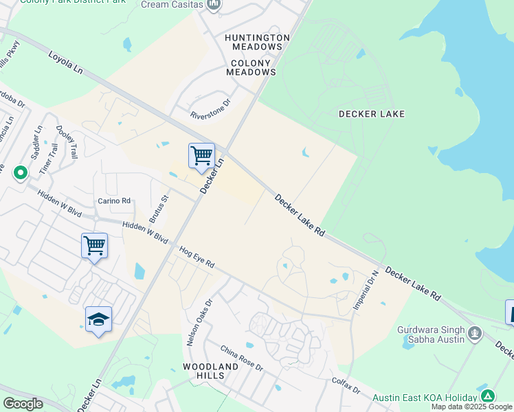 map of restaurants, bars, coffee shops, grocery stores, and more near 8767-9275 Decker Lake Road in Austin