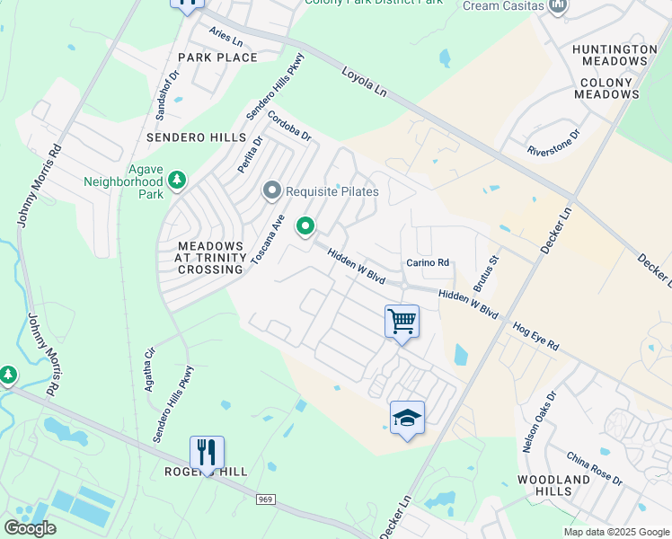 map of restaurants, bars, coffee shops, grocery stores, and more near 7905 Hidden View Circle in Austin