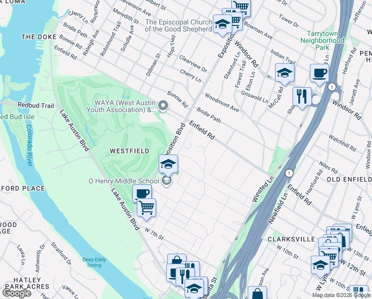map of restaurants, bars, coffee shops, grocery stores, and more near 2508 Quarry Road in Austin