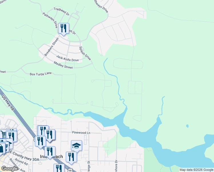 map of restaurants, bars, coffee shops, grocery stores, and more near in Rosemary Beach