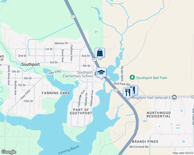 map of restaurants, bars, coffee shops, grocery stores, and more near 1835 Bridge Street in Panama City
