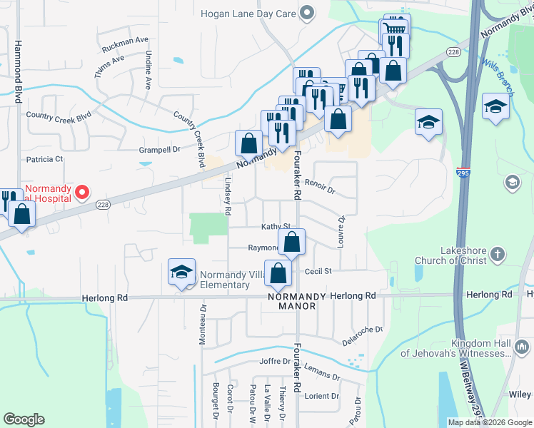 map of restaurants, bars, coffee shops, grocery stores, and more near 1721 Le Bois Drive in Jacksonville