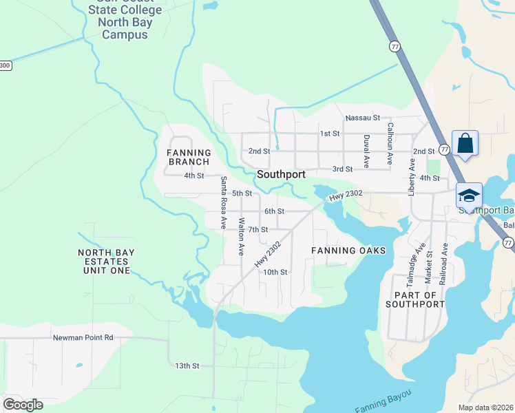 map of restaurants, bars, coffee shops, grocery stores, and more near 1214 6th Street in Southport