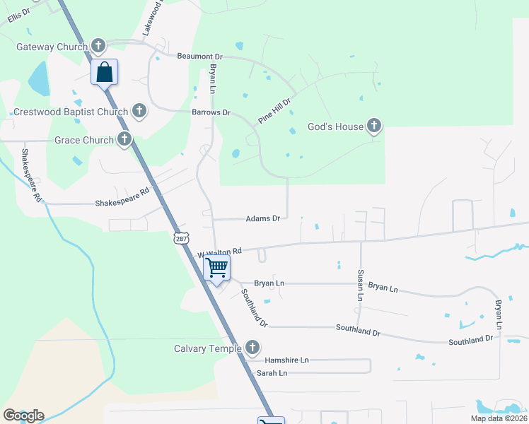 map of restaurants, bars, coffee shops, grocery stores, and more near 389-419 Adams Dr in Lumberton