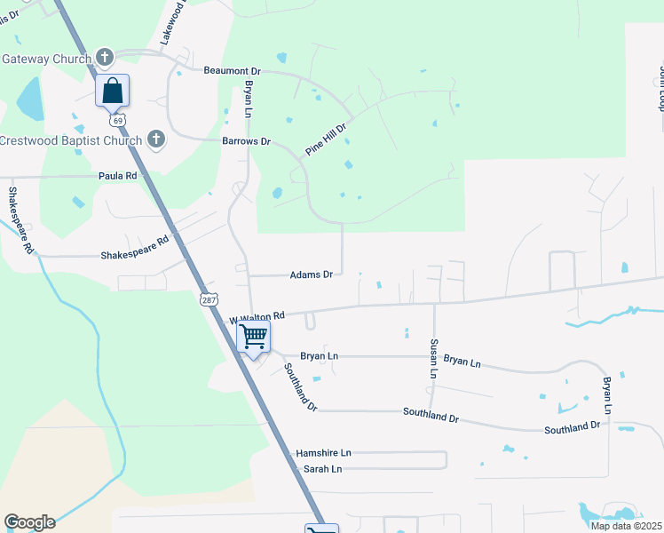 map of restaurants, bars, coffee shops, grocery stores, and more near 1440 West Walton Road in Lumberton