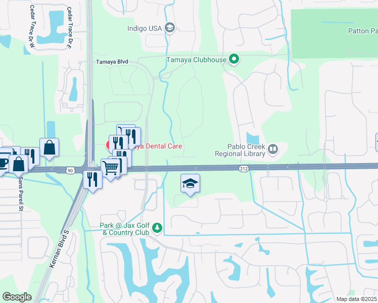 map of restaurants, bars, coffee shops, grocery stores, and more near 13003 Beach Boulevard in Jacksonville