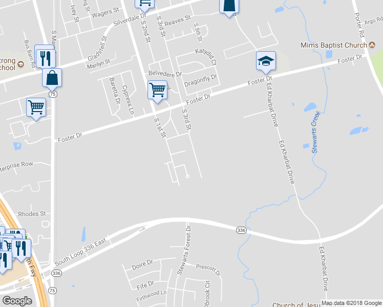 map of restaurants, bars, coffee shops, grocery stores, and more near 1814 South 3rd Street in Conroe