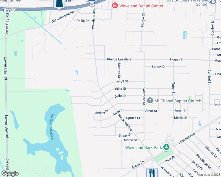 map of restaurants, bars, coffee shops, grocery stores, and more near 1025-1043 Carroll St in Waveland