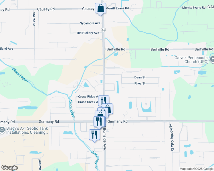 map of restaurants, bars, coffee shops, grocery stores, and more near 41009 Villa Court North in Gonzales