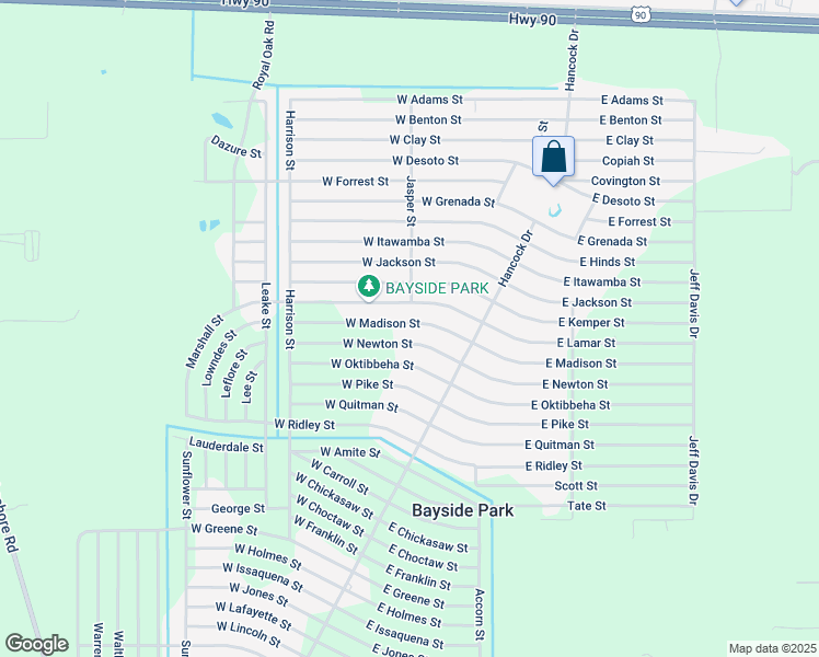 map of restaurants, bars, coffee shops, grocery stores, and more near 6096 West Madison Street in Bay St. Louis