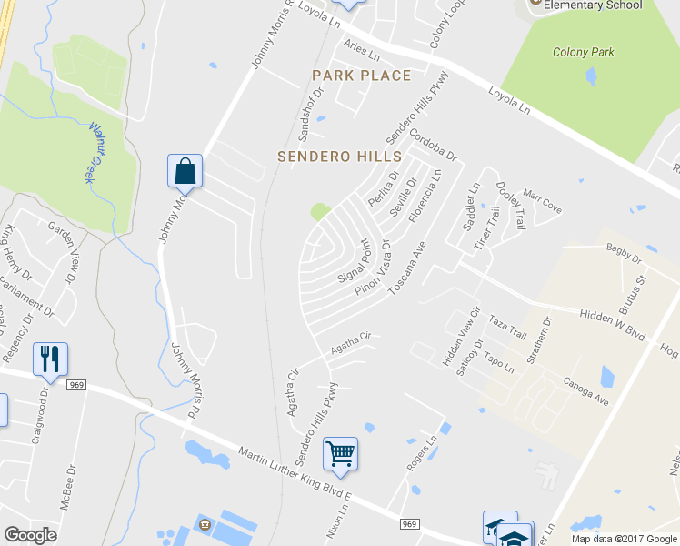 map of restaurants, bars, coffee shops, grocery stores, and more near 5724 Signal Point in Austin