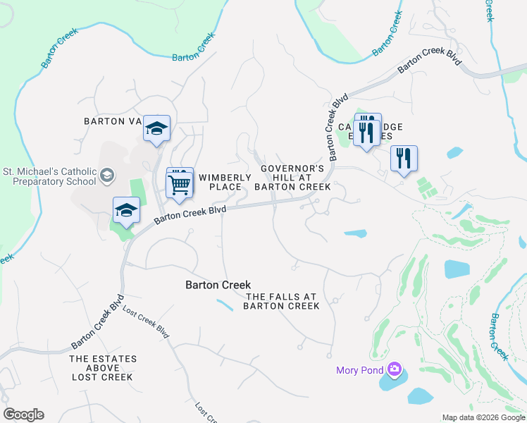 map of restaurants, bars, coffee shops, grocery stores, and more near 8513 Chalk Knoll Drive in Austin