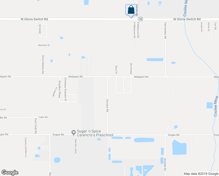 map of restaurants, bars, coffee shops, grocery stores, and more near 216 Gouaux Road in Lafayette