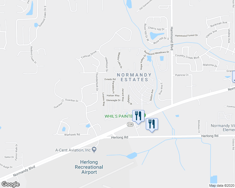 map of restaurants, bars, coffee shops, grocery stores, and more near 1630 Rockerman Avenue in Jacksonville