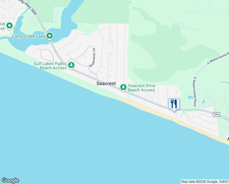 map of restaurants, bars, coffee shops, grocery stores, and more near 8442 East County Highway 30A in Panama City Beach