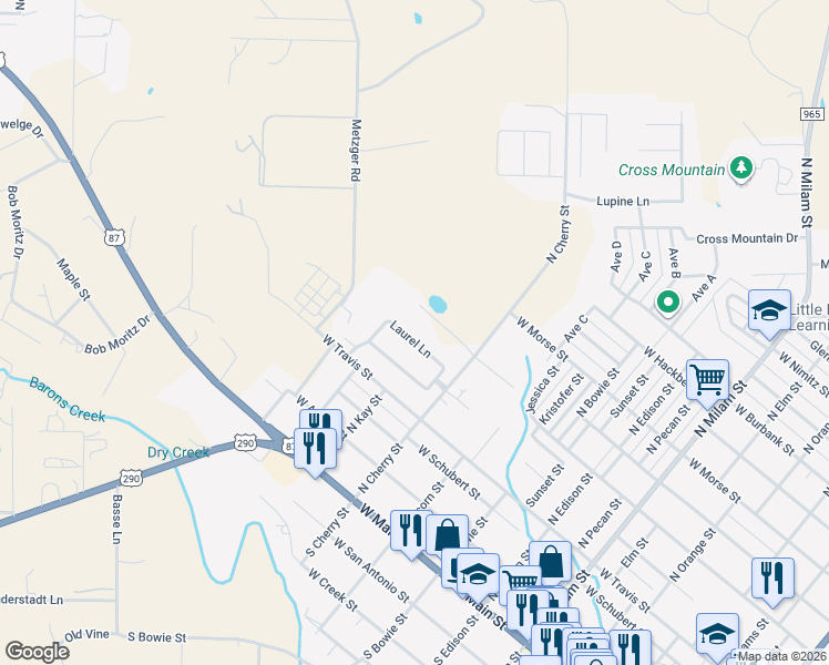 map of restaurants, bars, coffee shops, grocery stores, and more near 916 Laurel Lane in Fredericksburg