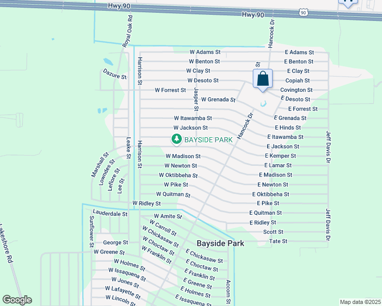 map of restaurants, bars, coffee shops, grocery stores, and more near 6096 West Madison Street in Bay St. Louis