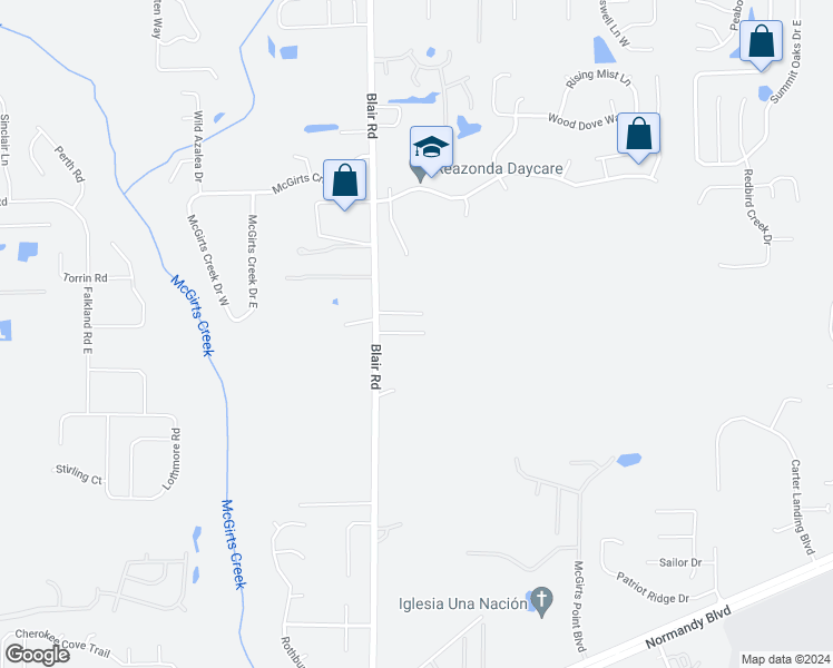 map of restaurants, bars, coffee shops, grocery stores, and more near 10318 Angel Court in Jacksonville