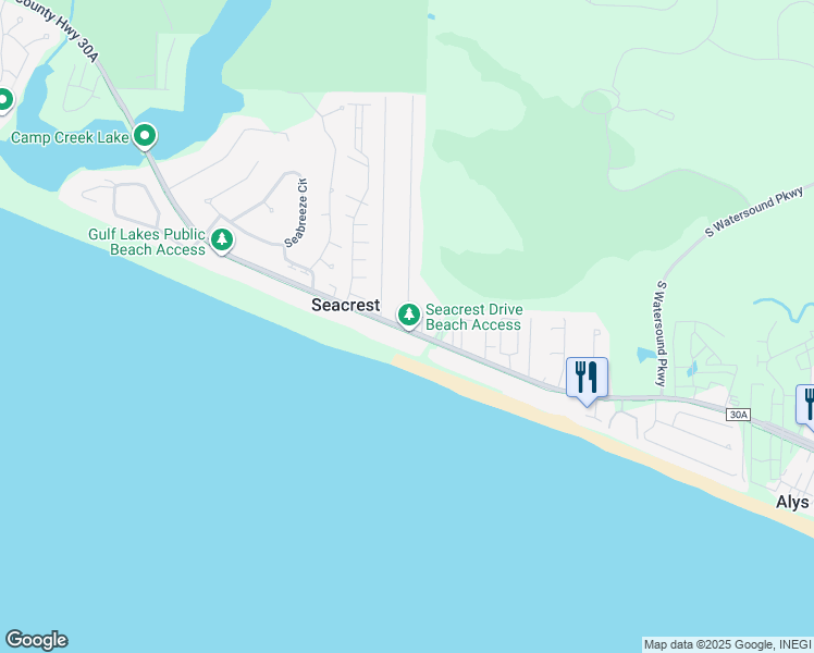 map of restaurants, bars, coffee shops, grocery stores, and more near 3 Seacrest Drive in Panama City Beach