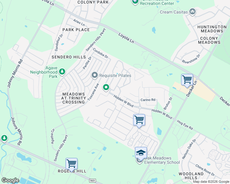 map of restaurants, bars, coffee shops, grocery stores, and more near 6107 Tiner Trail in Austin