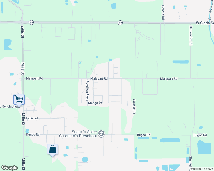 map of restaurants, bars, coffee shops, grocery stores, and more near 811 Malapart Road in Lafayette