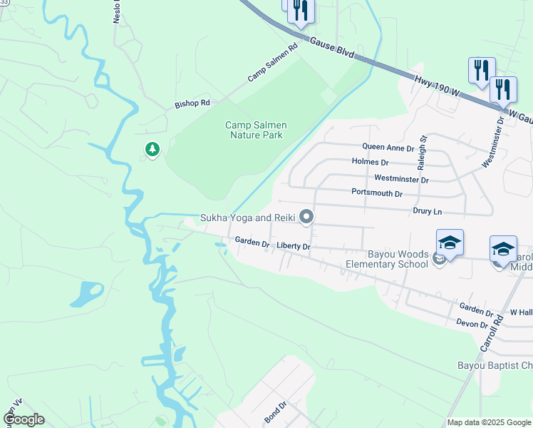 map of restaurants, bars, coffee shops, grocery stores, and more near 59032 Myrtle Lane in Slidell