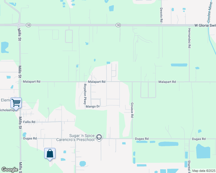 map of restaurants, bars, coffee shops, grocery stores, and more near 811 Malapart Road in Lafayette