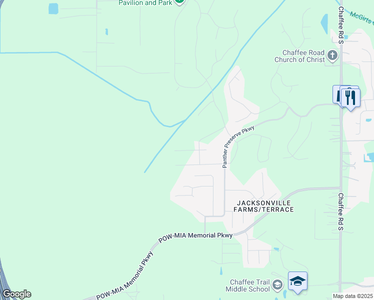 map of restaurants, bars, coffee shops, grocery stores, and more near 11320 Panther Creek Court in Jacksonville