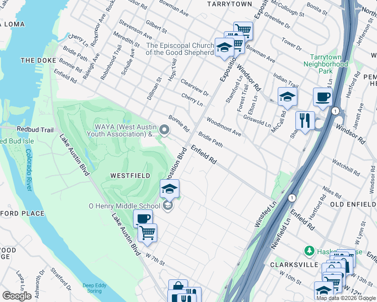 map of restaurants, bars, coffee shops, grocery stores, and more near 1411 Norwalk Lane in Austin