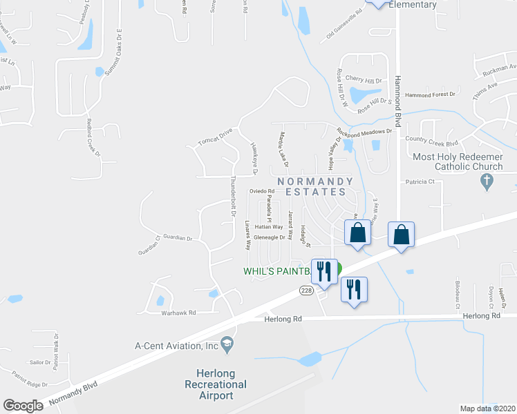 map of restaurants, bars, coffee shops, grocery stores, and more near 1628 Nocatee Avenue in Jacksonville
