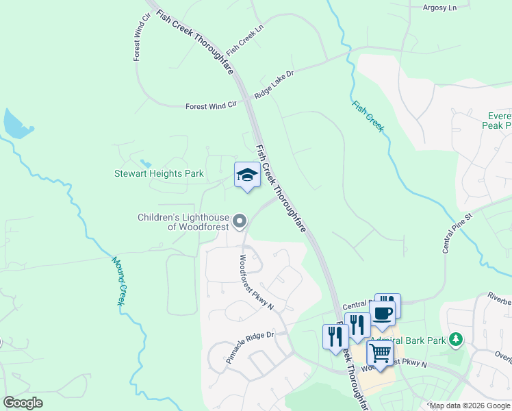 map of restaurants, bars, coffee shops, grocery stores, and more near 136 Axlewood Court in Montgomery