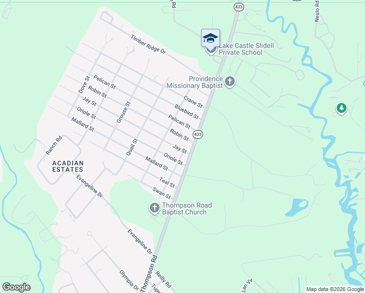 map of restaurants, bars, coffee shops, grocery stores, and more near 2008 Robin Street in Slidell