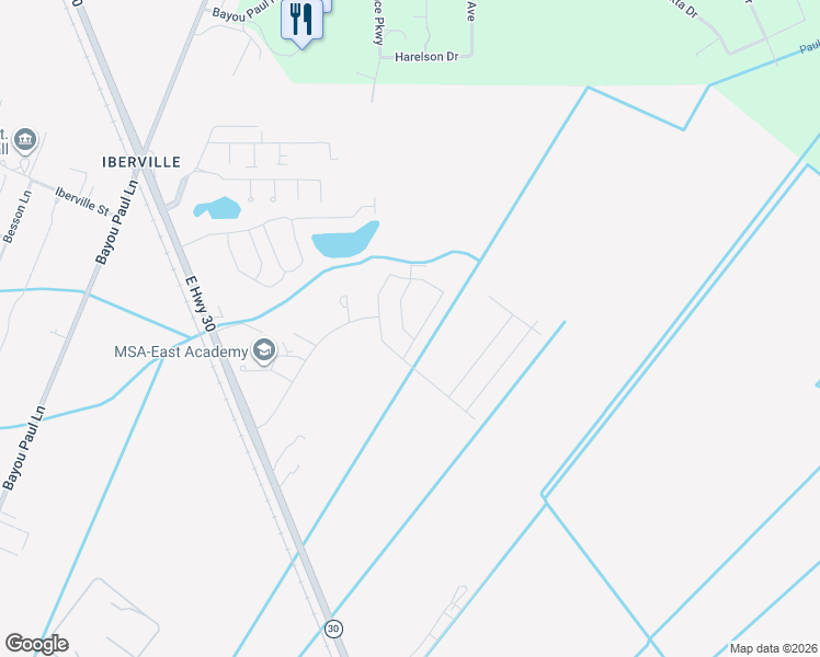 map of restaurants, bars, coffee shops, grocery stores, and more near 1860 Oakwood Drive in Saint Gabriel
