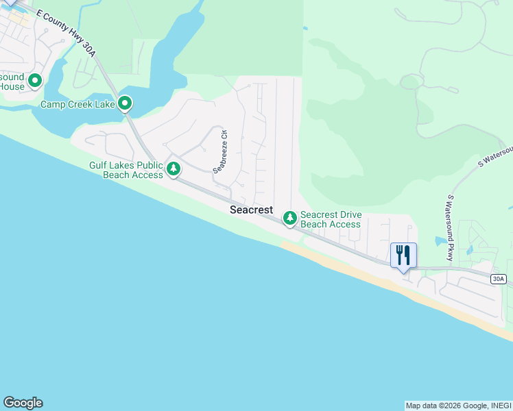 map of restaurants, bars, coffee shops, grocery stores, and more near 8377 East County Highway 30A in Alys Beach