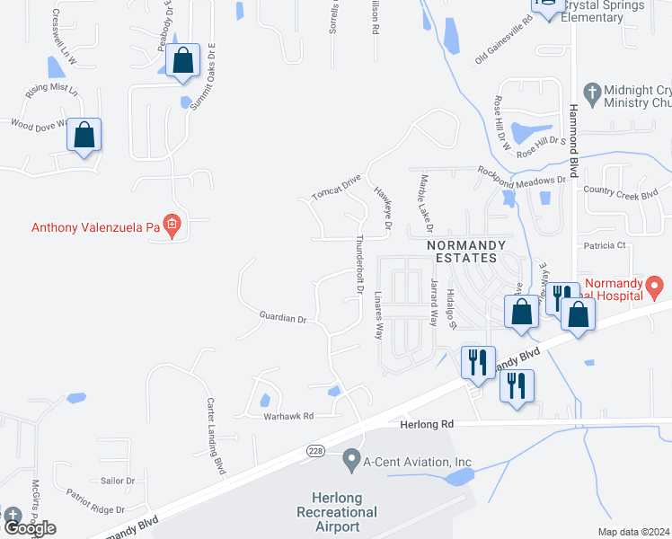 map of restaurants, bars, coffee shops, grocery stores, and more near 1466 Seawolf Trail North in Jacksonville