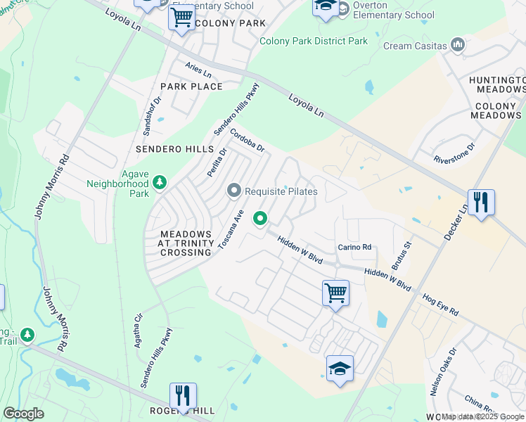 map of restaurants, bars, coffee shops, grocery stores, and more near 6118 Pizer Street in Austin