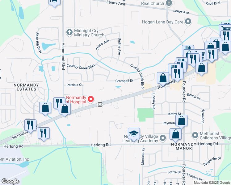 map of restaurants, bars, coffee shops, grocery stores, and more near 8495 Normandy Boulevard in Jacksonville