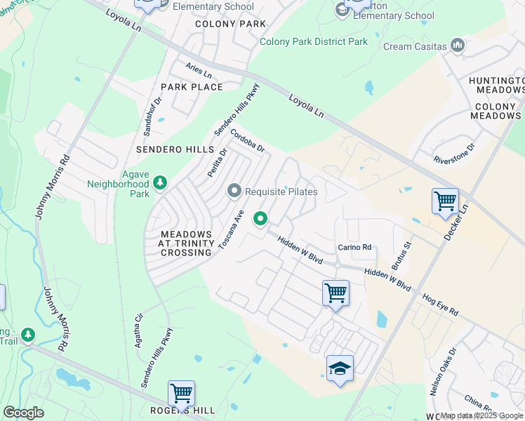 map of restaurants, bars, coffee shops, grocery stores, and more near 6118 Pizer Street in Austin