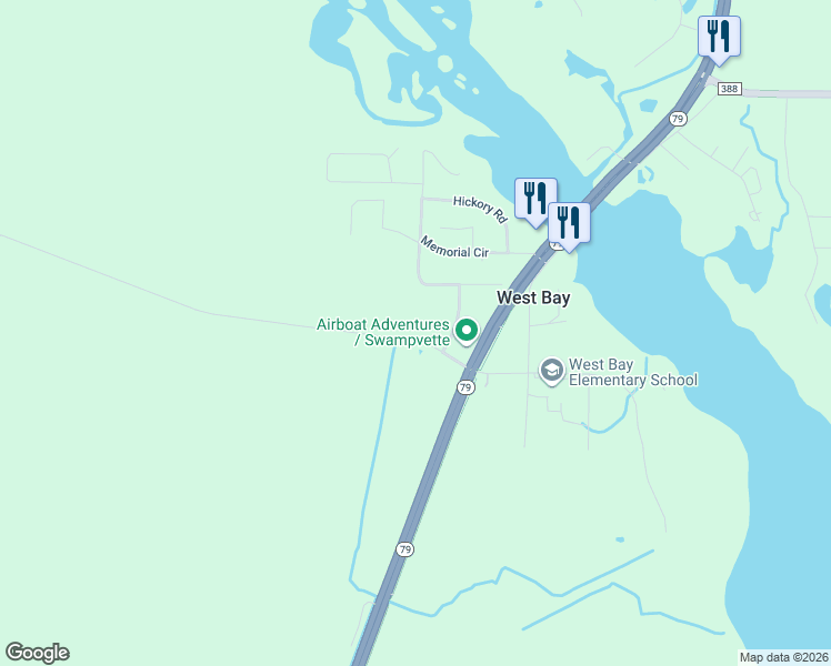 map of restaurants, bars, coffee shops, grocery stores, and more near 15214 Side Camp Road in Panama City Beach