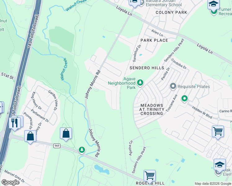 map of restaurants, bars, coffee shops, grocery stores, and more near 5701 Johnny Morris Road in Austin