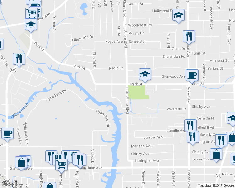 map of restaurants, bars, coffee shops, grocery stores, and more near 5456 Allamanda Drive in Jacksonville