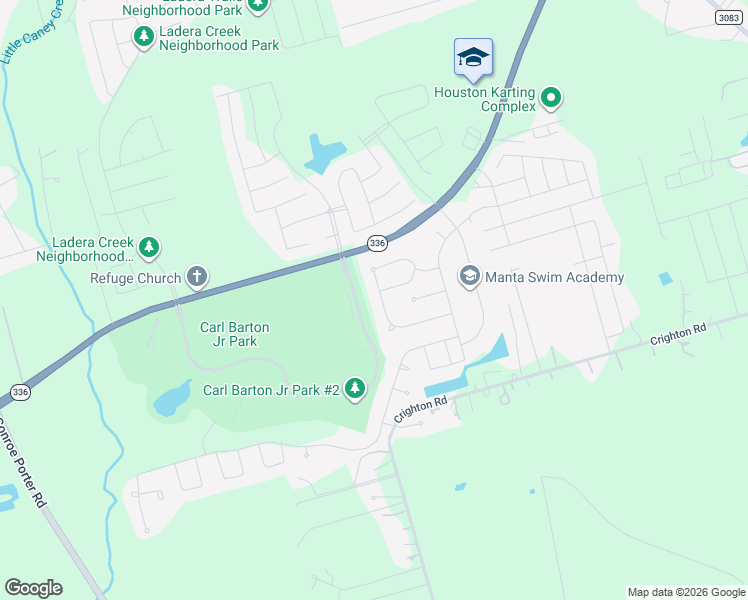 map of restaurants, bars, coffee shops, grocery stores, and more near 3230 Explorer Way in Conroe