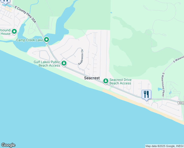 map of restaurants, bars, coffee shops, grocery stores, and more near in Seacrest