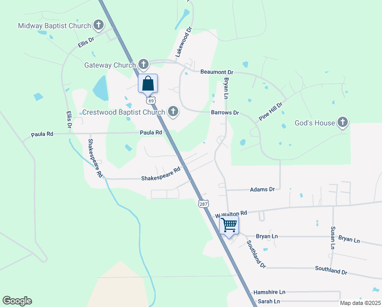 map of restaurants, bars, coffee shops, grocery stores, and more near 4355 Pine Bark Drive in Kountze